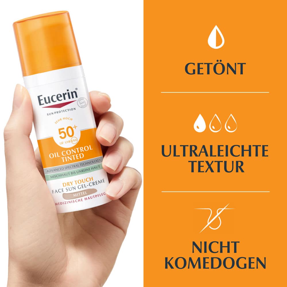 Eucerin OIL CONTROL TINTED FACE SUN GEL CREME LSF 50+ MITTEL 50 ml Creme