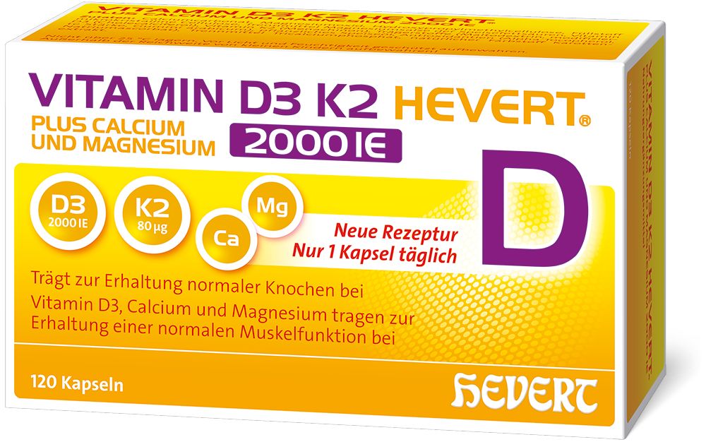 VITAMIN D3 K2 HEVERT 2000 I.E. 120 St Kapseln