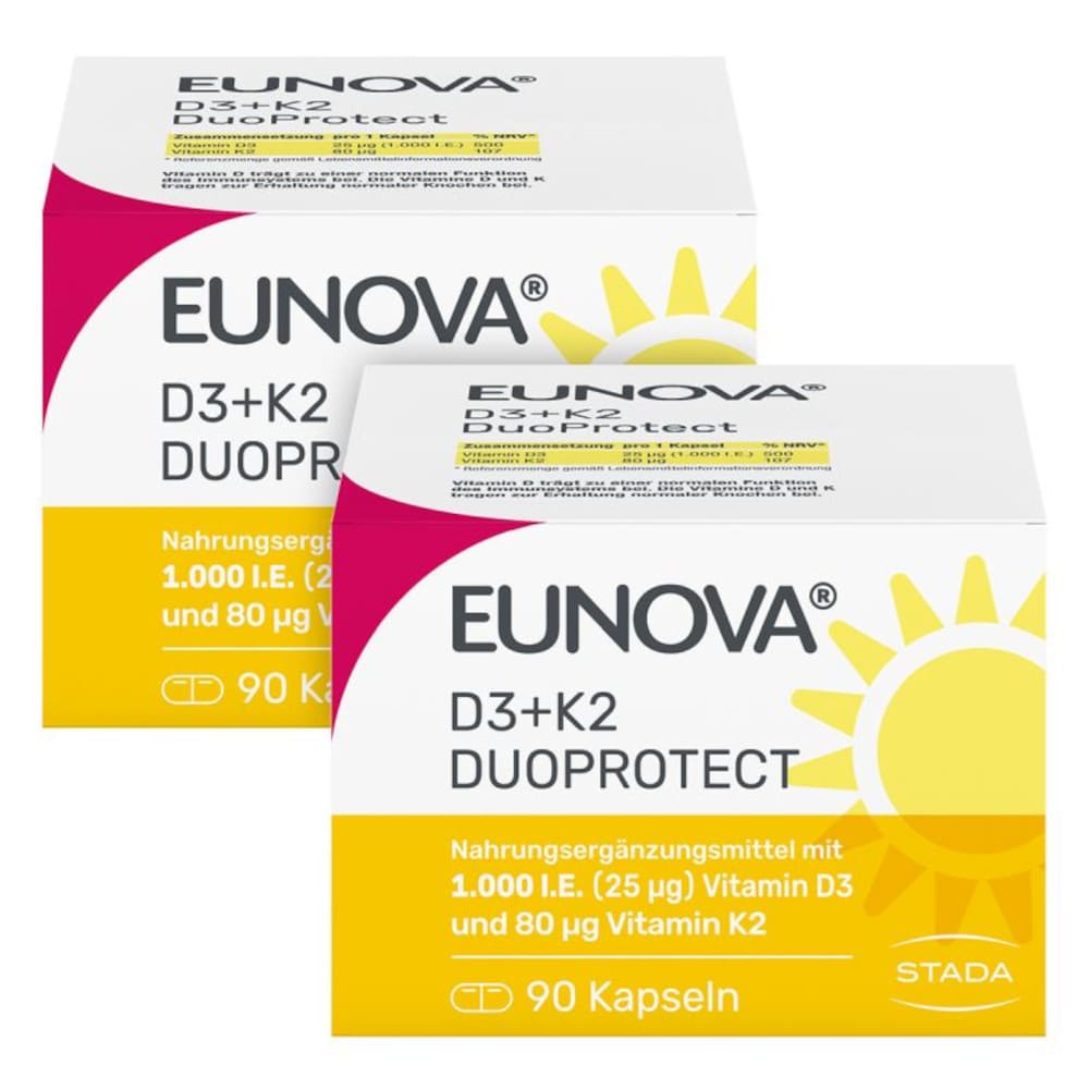 EUNOVA DuoProtect D3+K2 1000 I.E. 2X90 St Kapseln