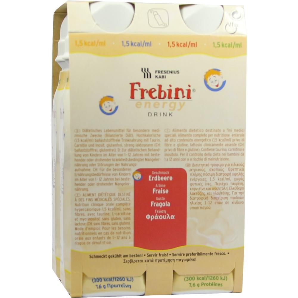 Frebini Energy Trinknahrung für Kinder Erdbeere 4X200 ml Flüssigkeit