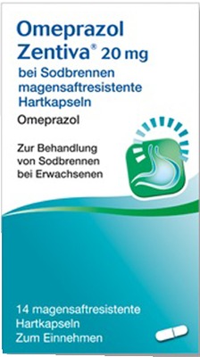 Omeprazol Zentiva 20mg bei Sodbrennen 14 St Hartkapseln mit magensaftresistent überzogenen Pellets