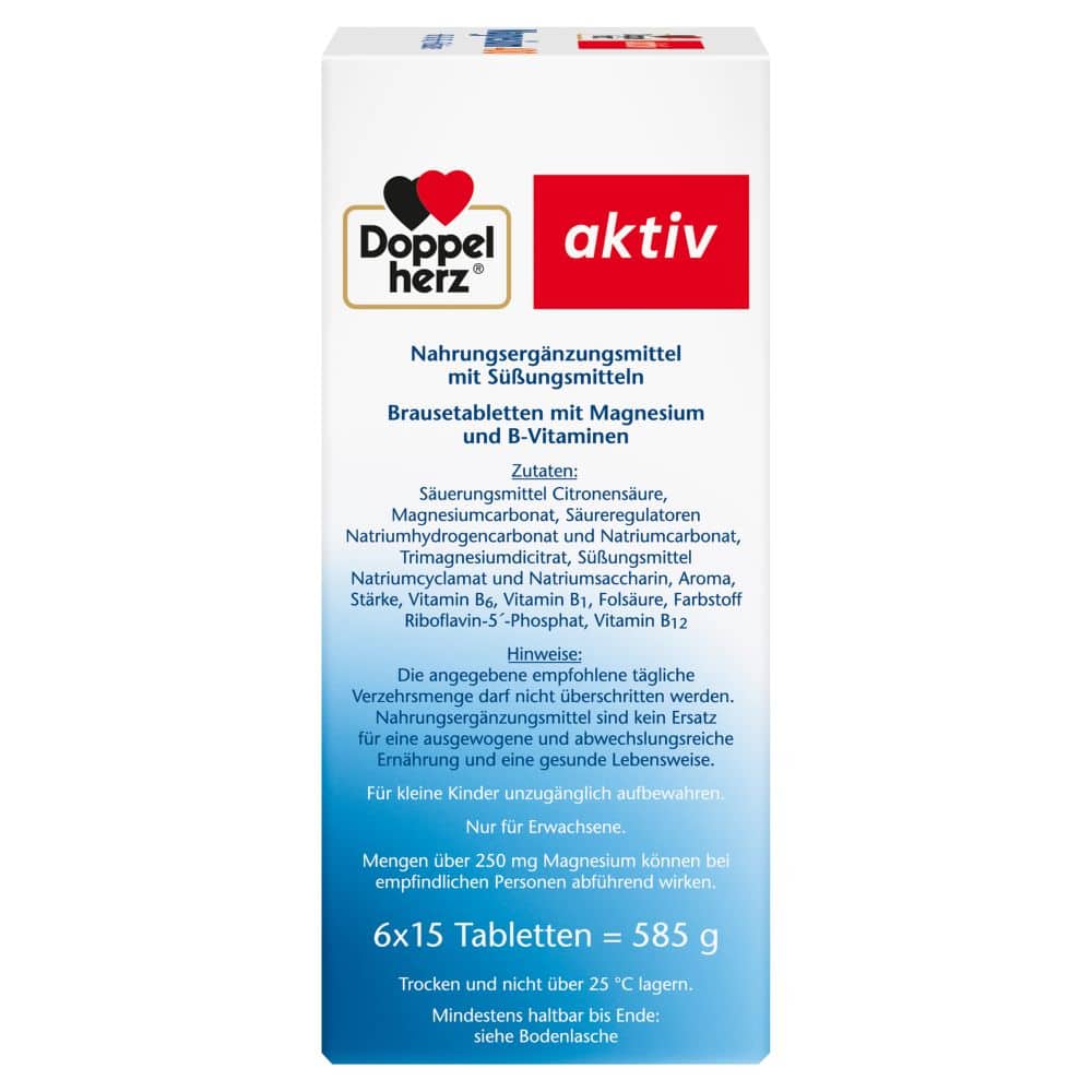 Doppelherz aktiv Magnesium 400 + B1 + B6 + B12 + Folsäure 6X15 St Brausetabletten