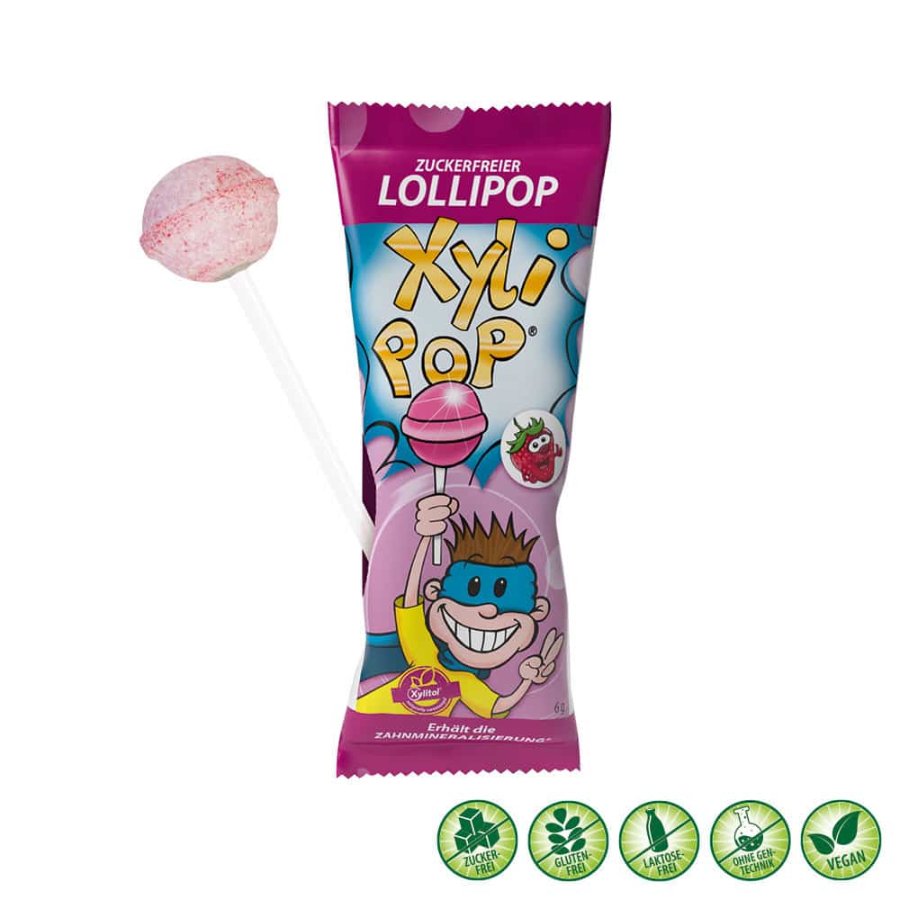 miradent XyliPOP Zahnpflegelolli Erdbeere 1X6 g