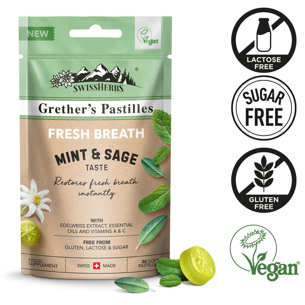 Grether's Pastilles SWISS HERBS FRESH BREATH Mint & Sage 45 g Pastillen
