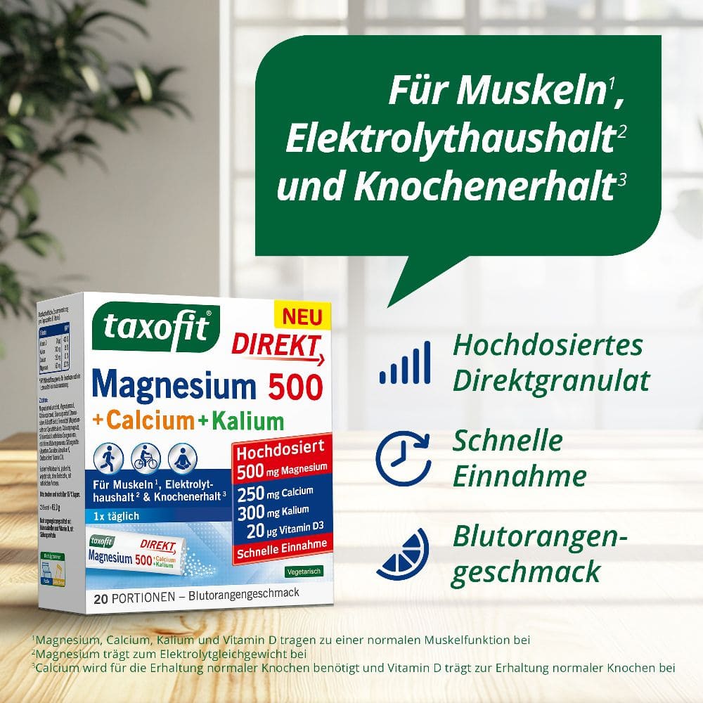 taxofit DIREKT Magnesium 500 + Calcium + Kalium 20 St Granulat