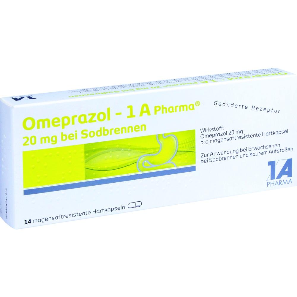 Omeprazol - 1A Pharma 20 mg bei Sodbrennen 14 St Magensaftresistente Hartkapseln