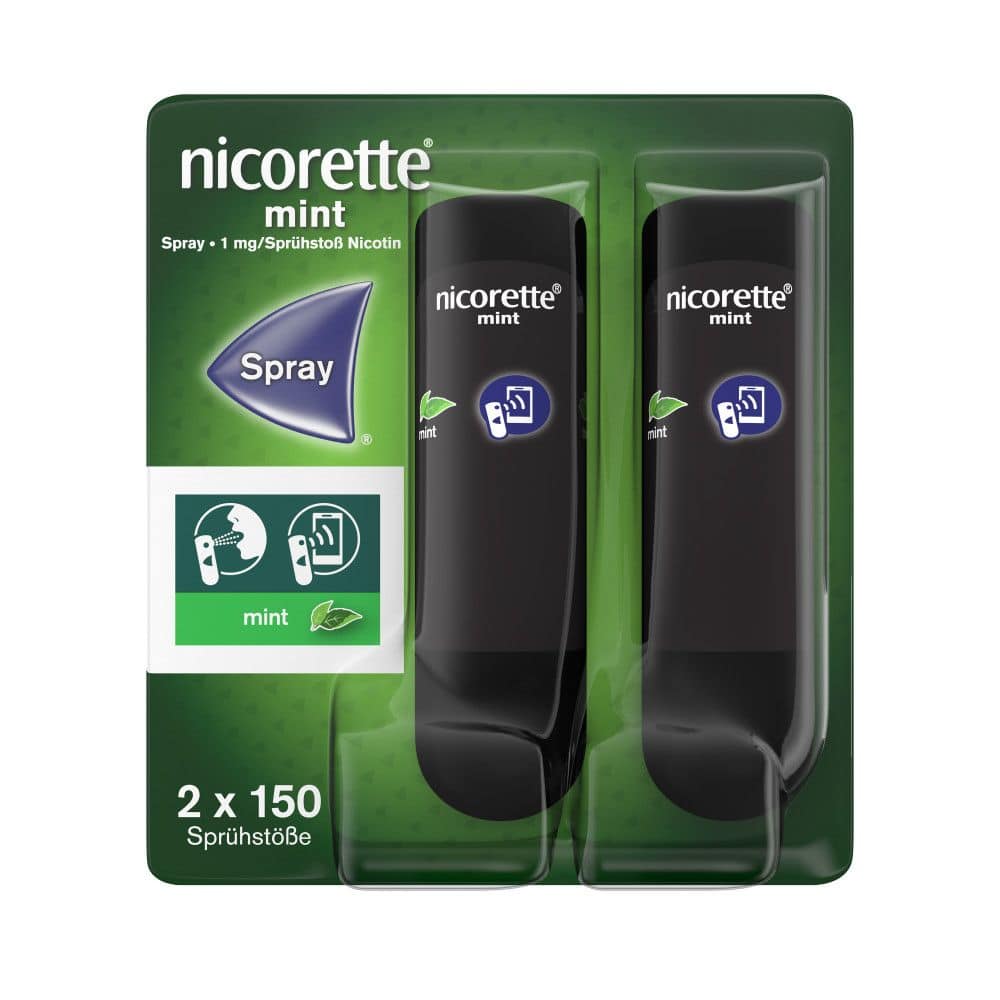 nicorette mint Spray mit Nikotin, Verbindung mit Tracking-App mögl.