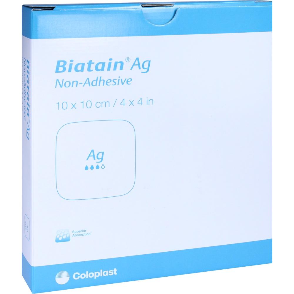 BIATAIN Ag Schaumverband 10x10 cm nicht haftend 5 St Kompressen