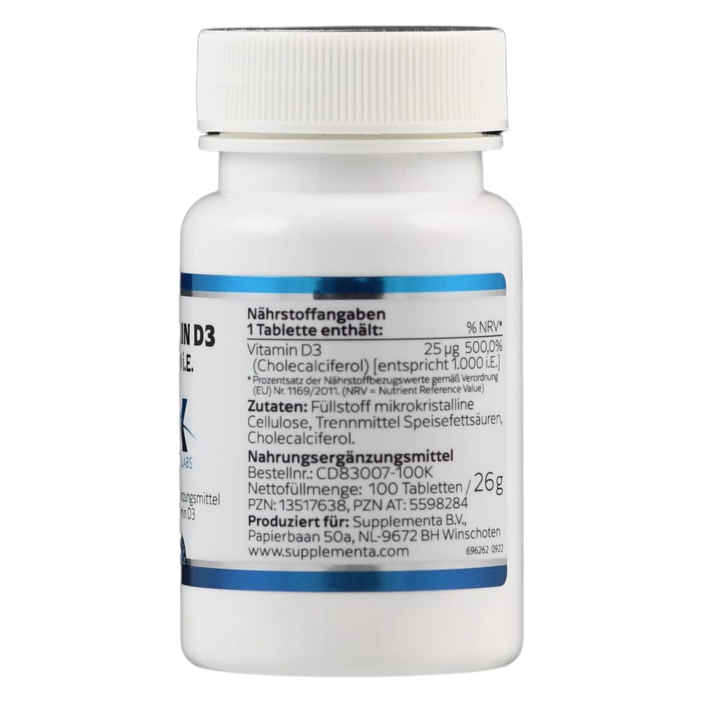 KLEAN LABS VITAMIN D3 1000 I.E.  100 St Tabletten