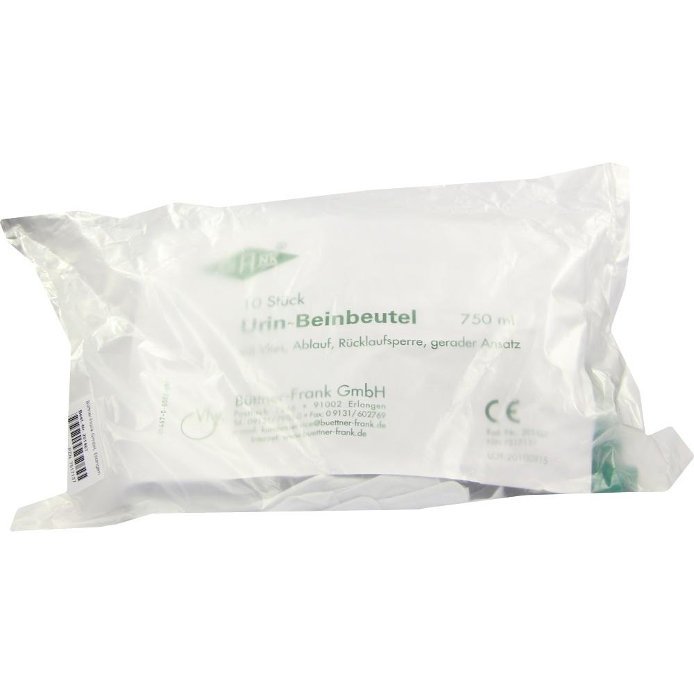 URIN BEINBEUTEL Rückl.Sp.m.Abl.m.Vlies ger.750 ml 10 St Beutel