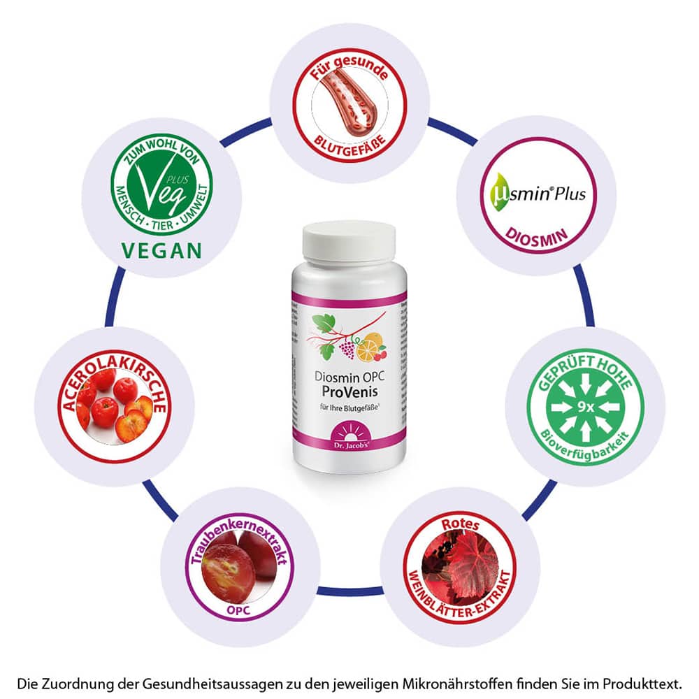 Dr. Jacob's Diosmin OPC ProVenis Polyphenole Weinreben vegan