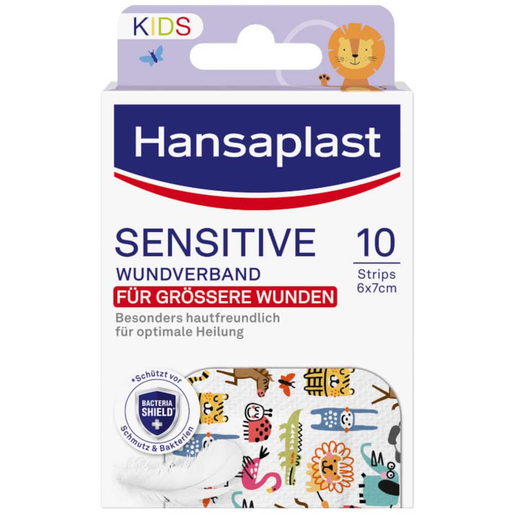 Hansaplast Sensitive Kids Wundverband XL, 6cm x 7cm 10 St Pflaster
