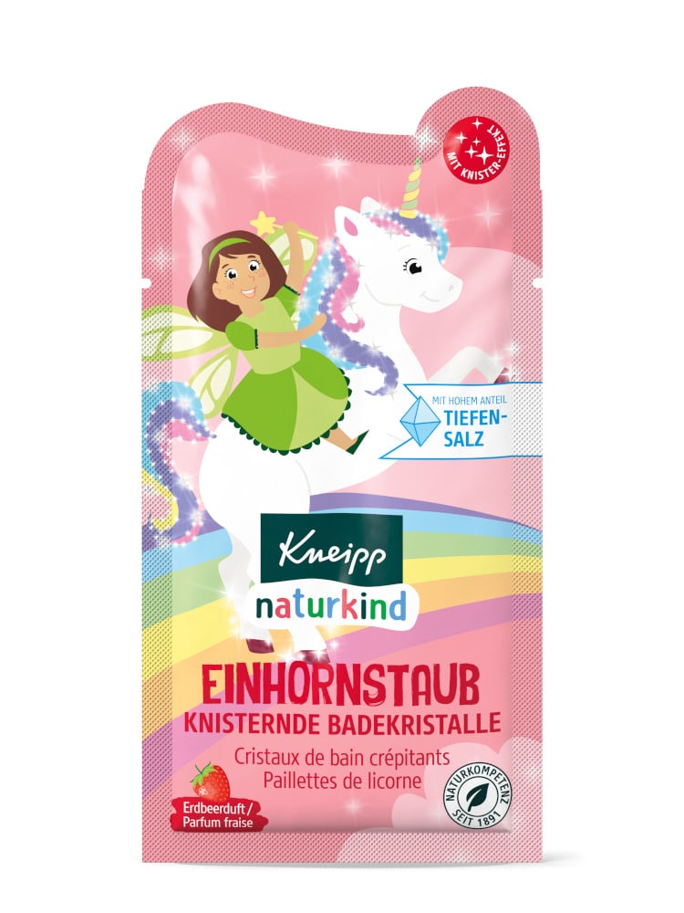 Kneipp naturkind EINHORNSTAUB Badekristalle Erdbeerduft 60 g