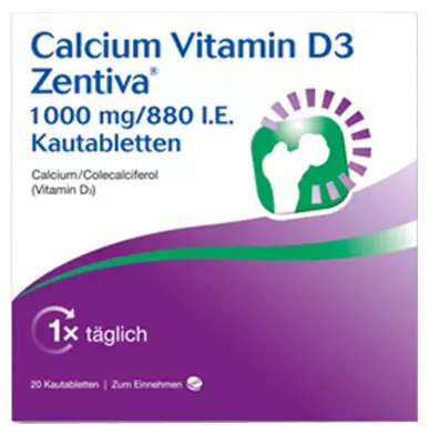 Calcium  Vitamin D3 Zentiva 1000mg/880 I.E. 100 St Kautabletten