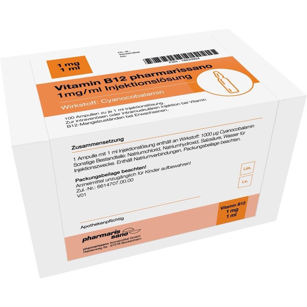 Vitamin B12 pharmarissano 1 mg/ml Injektionslös. 100X1 ml Injektionslösung