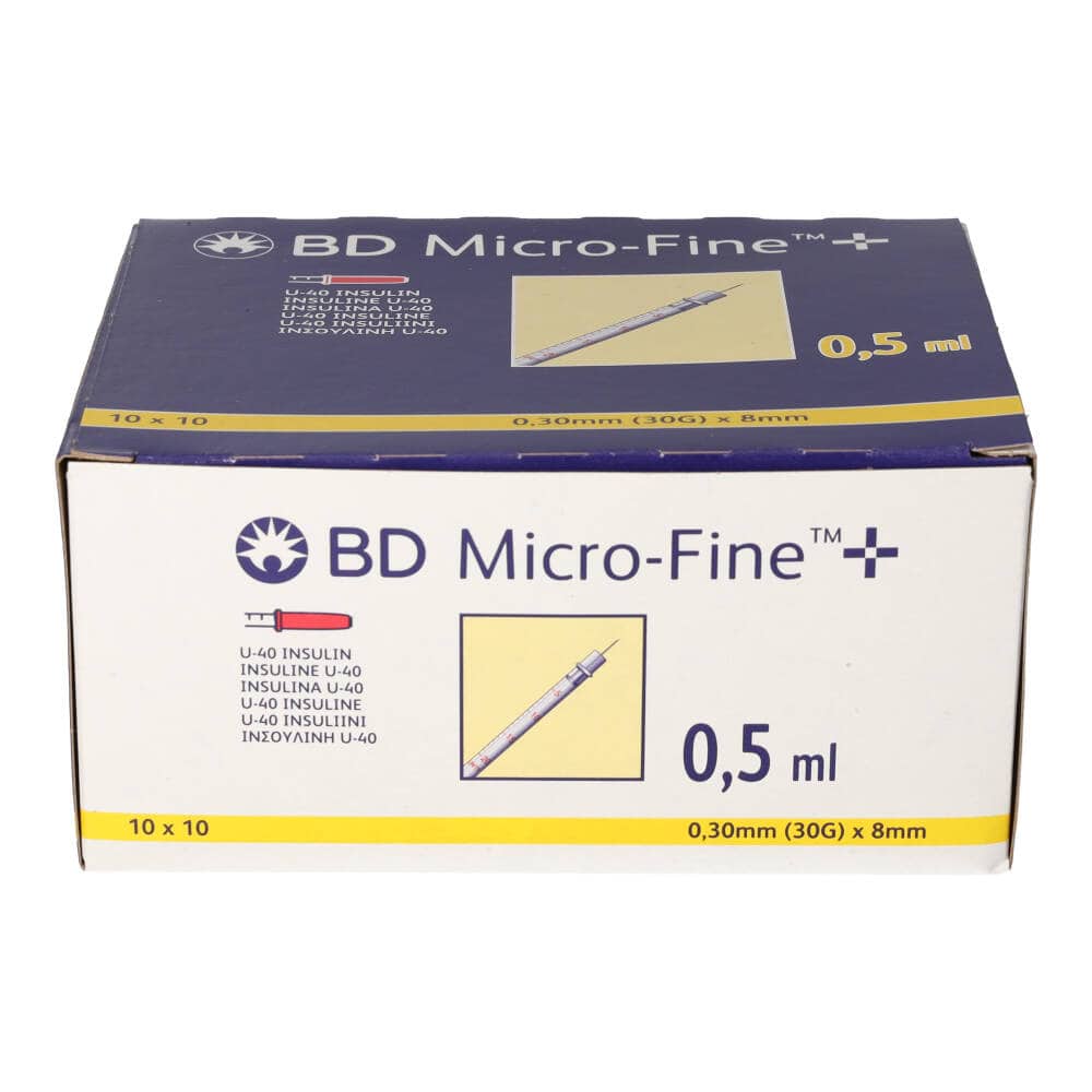 BD MICRO-FINE+ Insulinspritzen 0,5 ml U40 8 mm 100X0.5 ml Spritzen