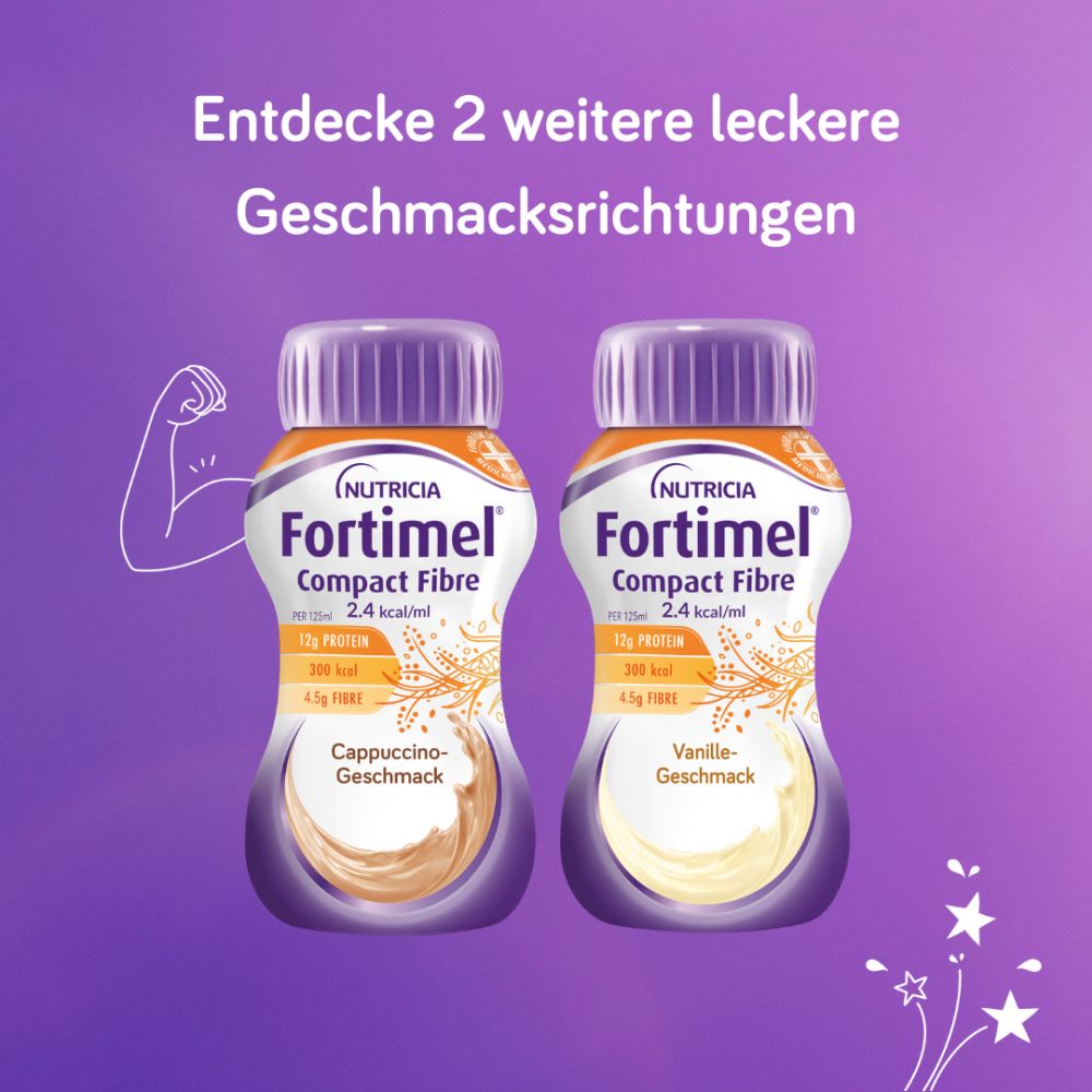 Fortimel Compact Fibre 2.4 Trinknahrung Erdbeere 4X125 ml Flüssigkeit