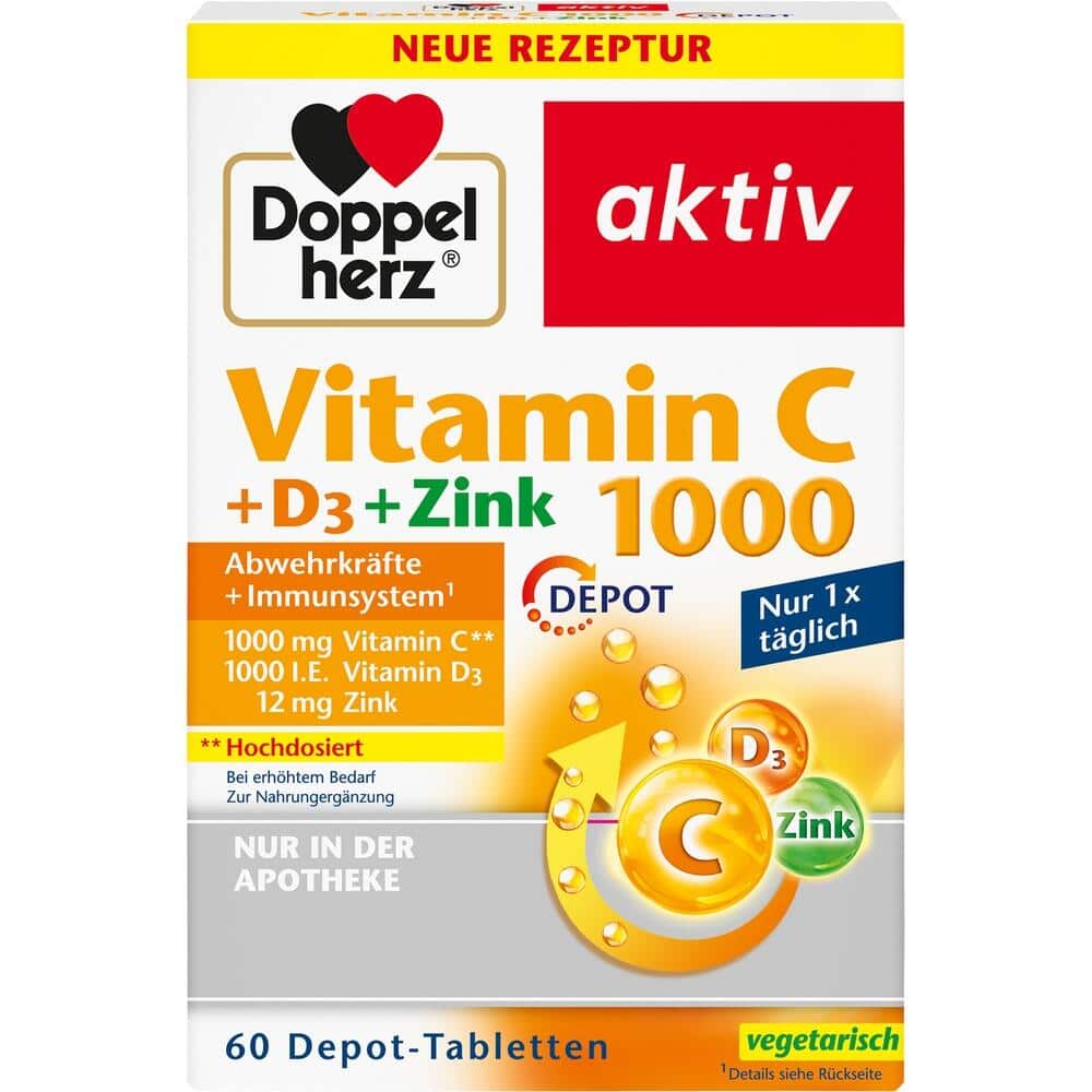 Doppelherz aktiv Vitamin C 1000 + D3 + Zink 60 St Tabletten
