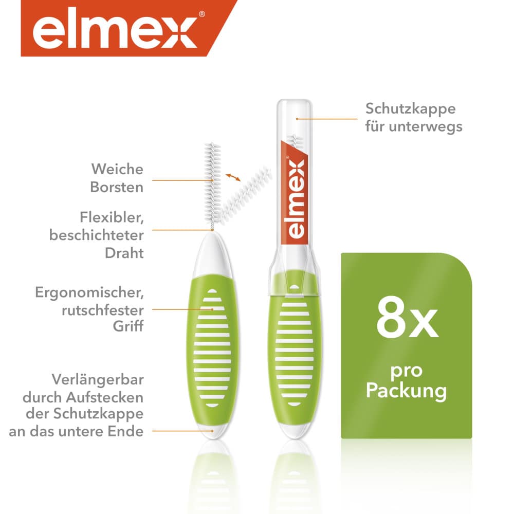 elmex INTERDENTALBÜRSTEN grün, Größe 5 0,8mm 8 St Zahnbürste