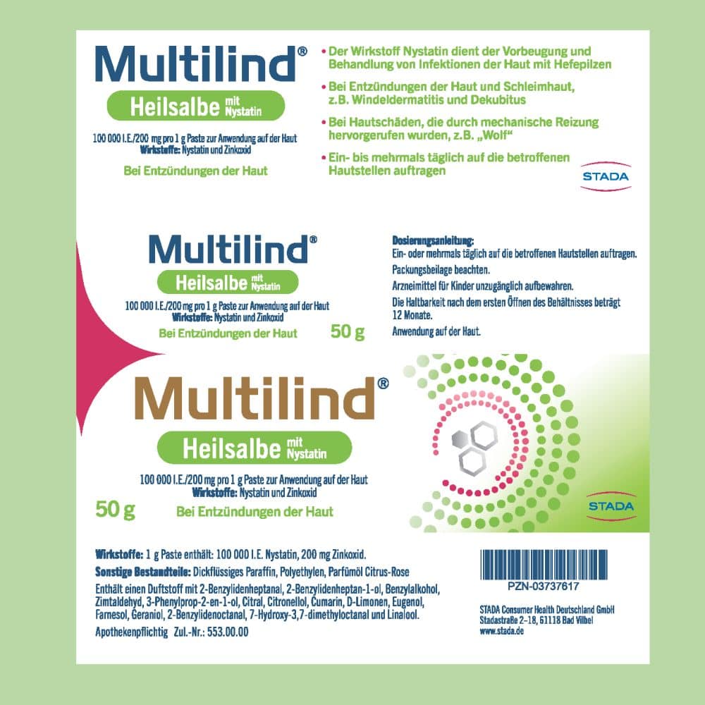Multilind HEILSALBE mit Zinkoxid und Nystatin 50 g Paste