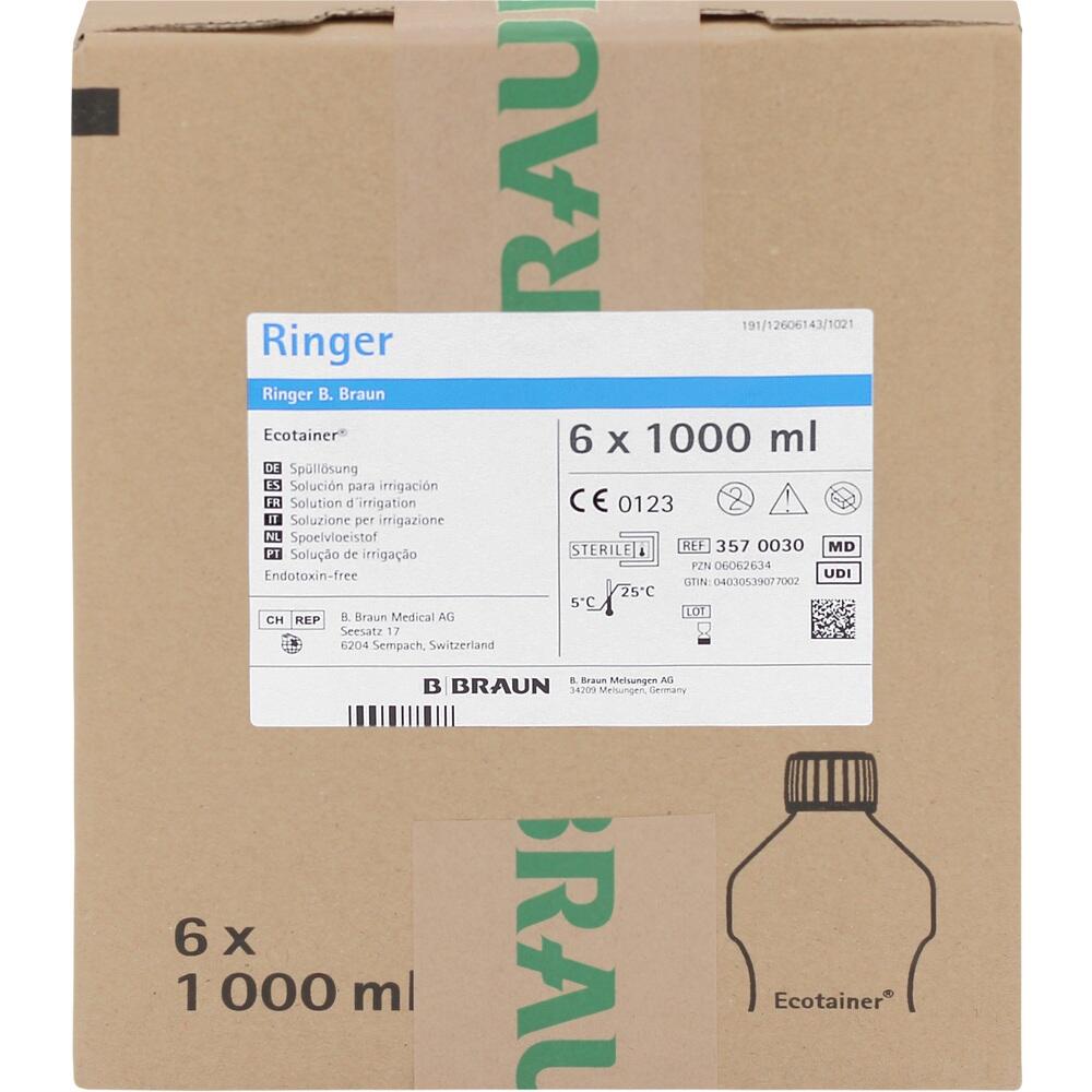 RINGER LÖSUNG B. Braun Spüllösung Ecotainer 6X1000 ml Spüllösung