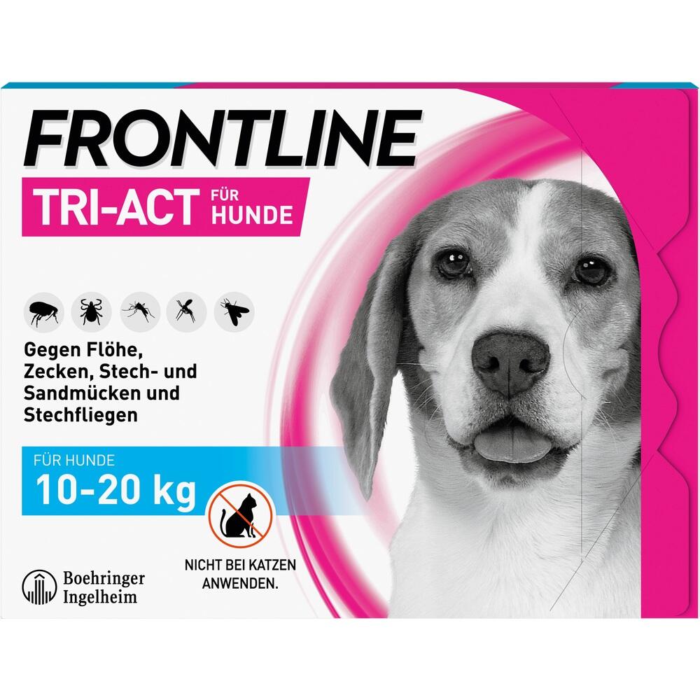FRONTLINE TRI-ACT gegen Zecken, Flöhe und fliegende Insekten für Hunde M (10-20 kg)  6 St Lösung