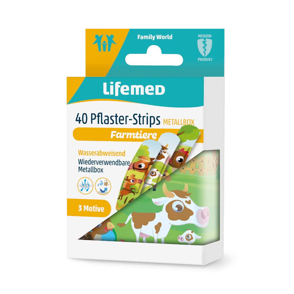 Lifemed 40 Pflaster-Strips METALLBOX Farmtiere 40 St Pflaster