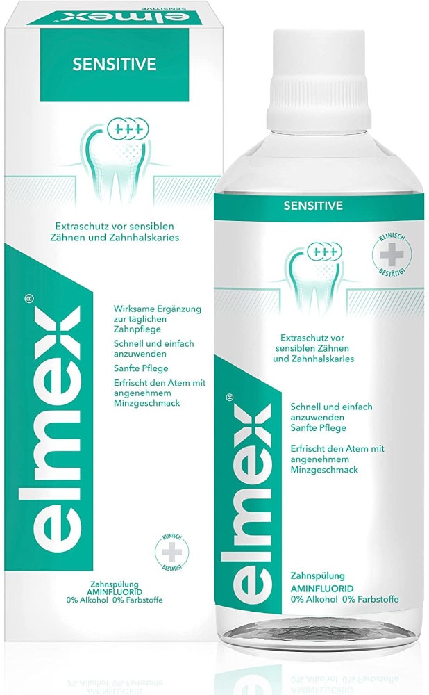 elmex SENSITIVE Zahnspülung, Schutz vor empfindlichen Zähnen 400 ml Lösung