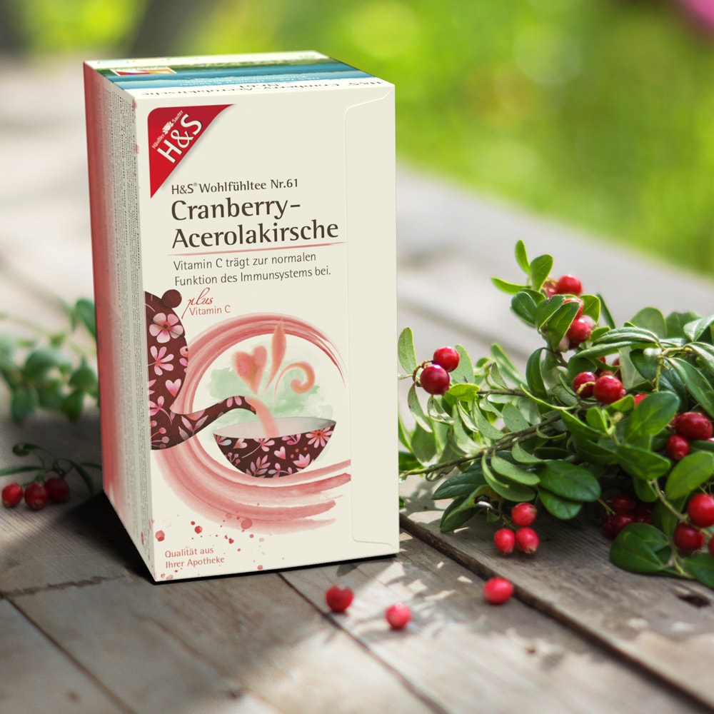 H&S Wohlfühltee Cranberry - Acerolakirsche mit Vitamin C 20X2.8 g Filterbeutel