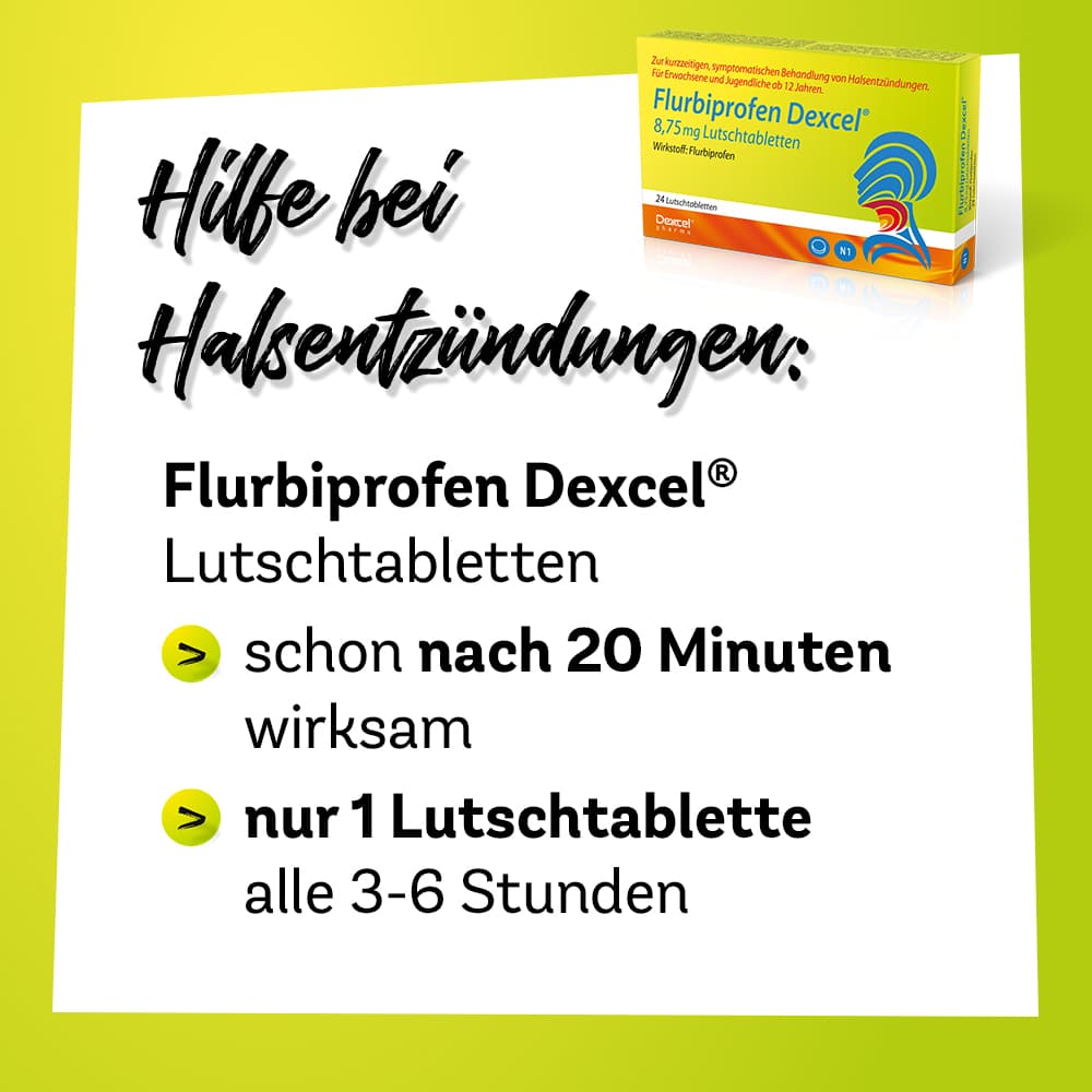 Flurbiprofen Dexcel gegen Halsschmerzen 24 St Lutschtabletten