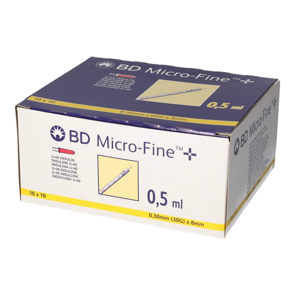 BD MICRO-FINE+ Insulinspritzen 0,5 ml U40 8 mm 100X0.5 ml Spritzen