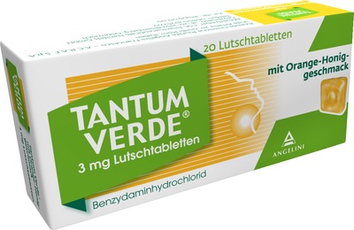 TANTUM VERDE  3 mg mit Orange-Honiggeschmack 20 St Lutschtabletten