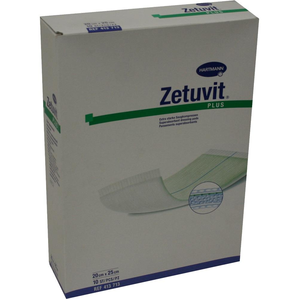 ZETUVIT Plus extrastarke Saugkompr.steril 20x25 cm 10 St Kompressen