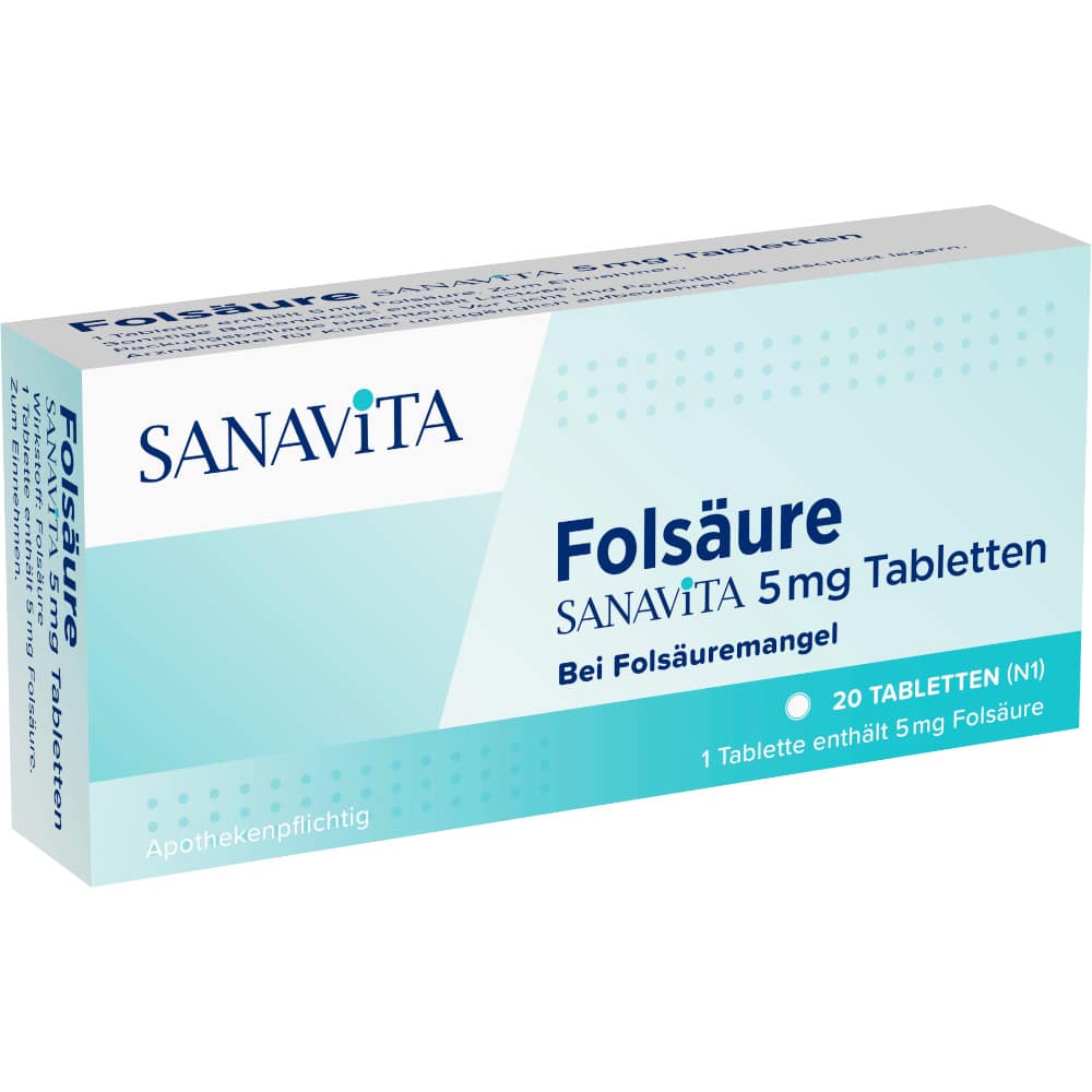 Folsäure Sanavita 5 mg Tabletten 20 St Tabletten