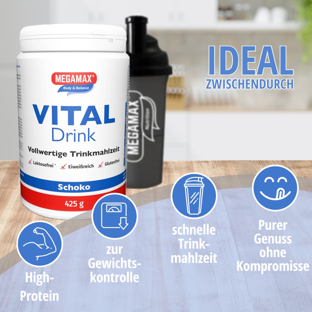 MEGAMAX Body & Balance VITAL Drink Schoko 425 g Pulver