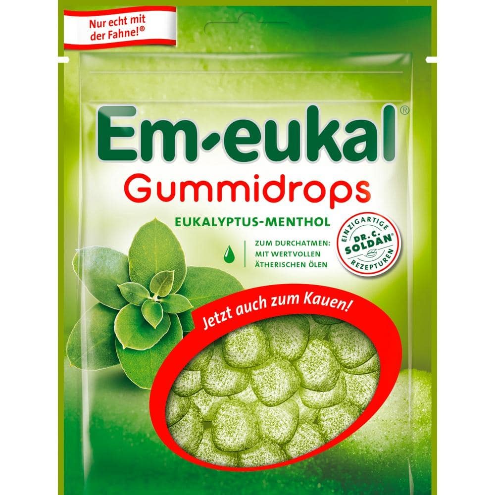 Em-eukal Gummidrops EUKALYPTUS-MENTHOL zuckerhaltig 90 g Bonbons