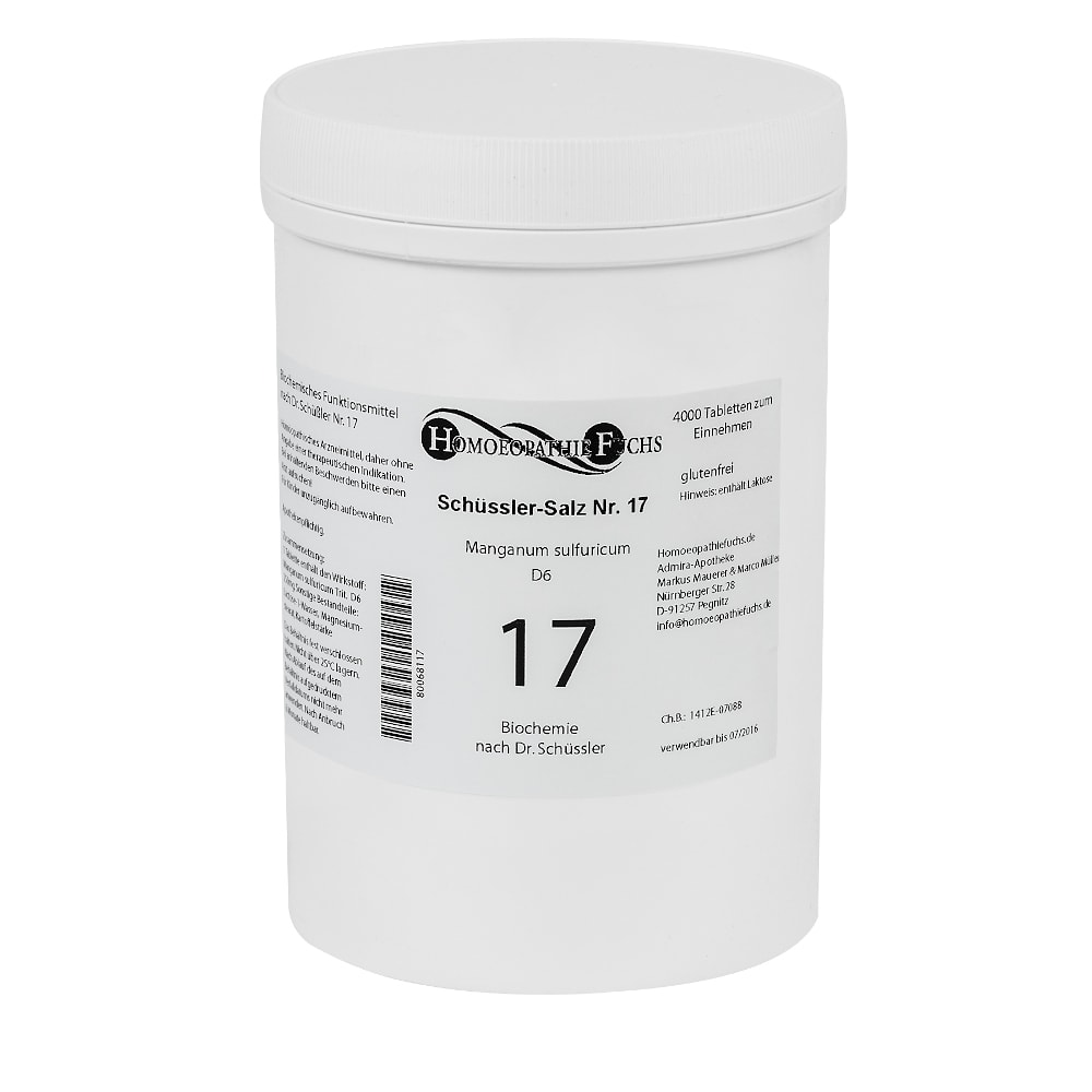 HOMOEOPATHIEFUCHS Schüssler-Salz Nummer 17 Manganum sulfuricum D6 Biochemie 4000 St Tabletten