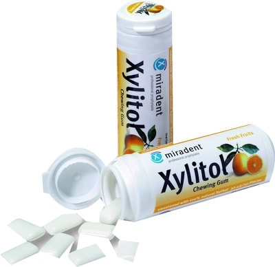 MIRADENT Zahnpflegekaugummi Xylitol Frucht 30 St Kaugummi