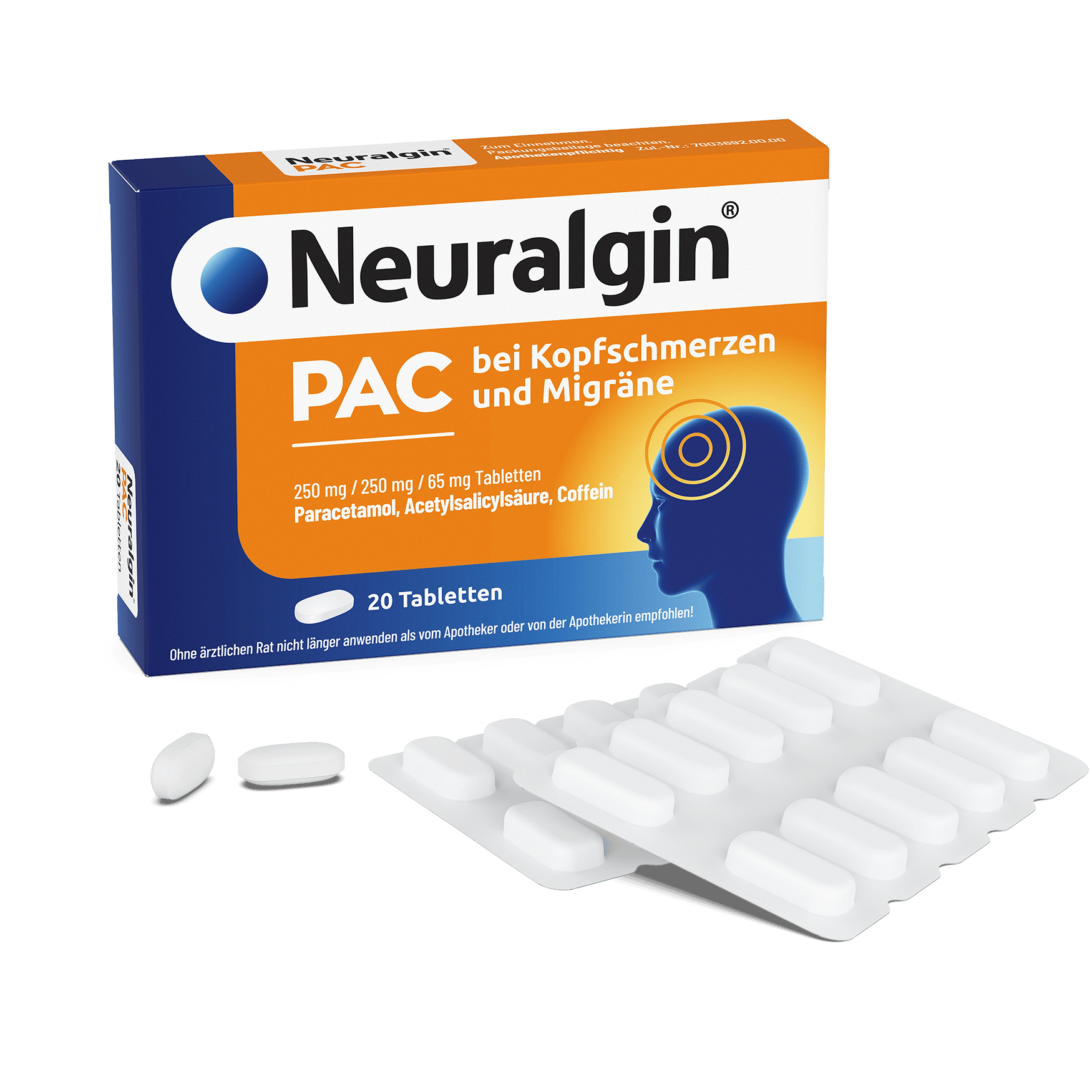 Neuralgin PAC bei Kopfschmerzen und Migräne  20 St Tabletten