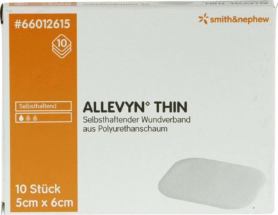 ALLEVYN Thin 5x6 cm dünne Wundauflage 10 St Verband