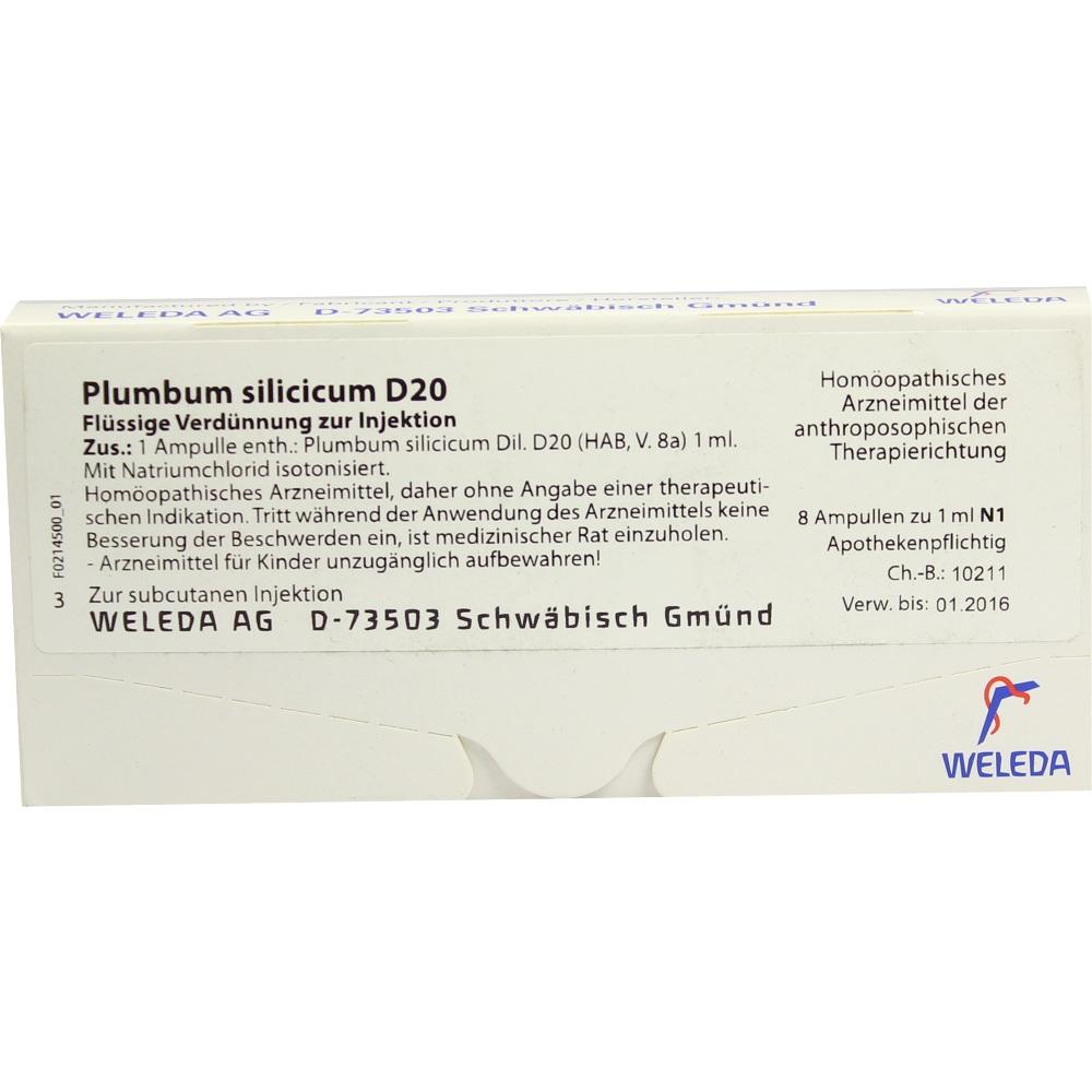 WELEDA PLUMBUM SILICICUM D 20 Ampullen 8X1 ml Ampullen