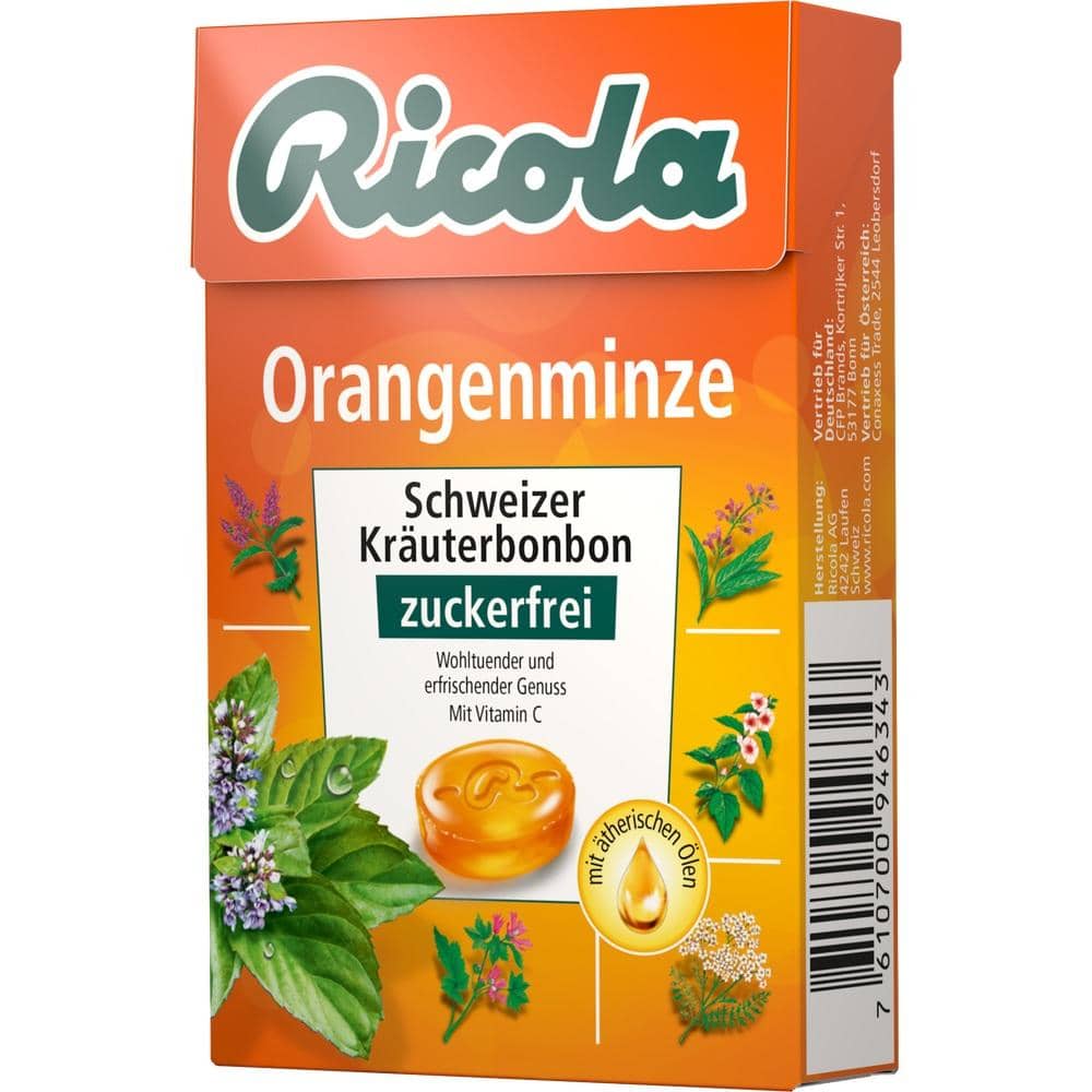 Ricola Orangeminze zuckerfrei Bonbons 50 g Bonbons