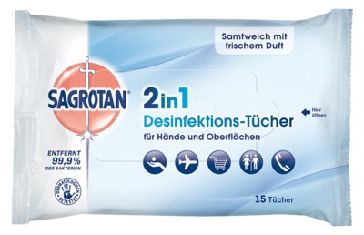 Sagrotan 2 in 1 Desinfektionstücher  Inhalt: 15st