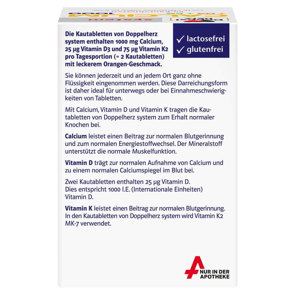 Doppelherz system CALCIUM 1000 + D3 + K2  60 St Kautabletten