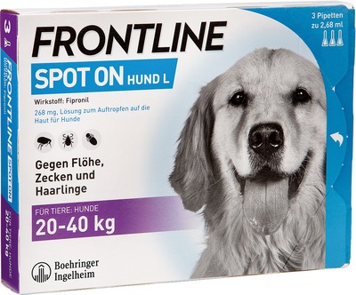 FRONTLINE SPOT-ON gegen Zecken, Flöhe und Haarlinge für Hunde L (20-40 kg)  3 St Lösung