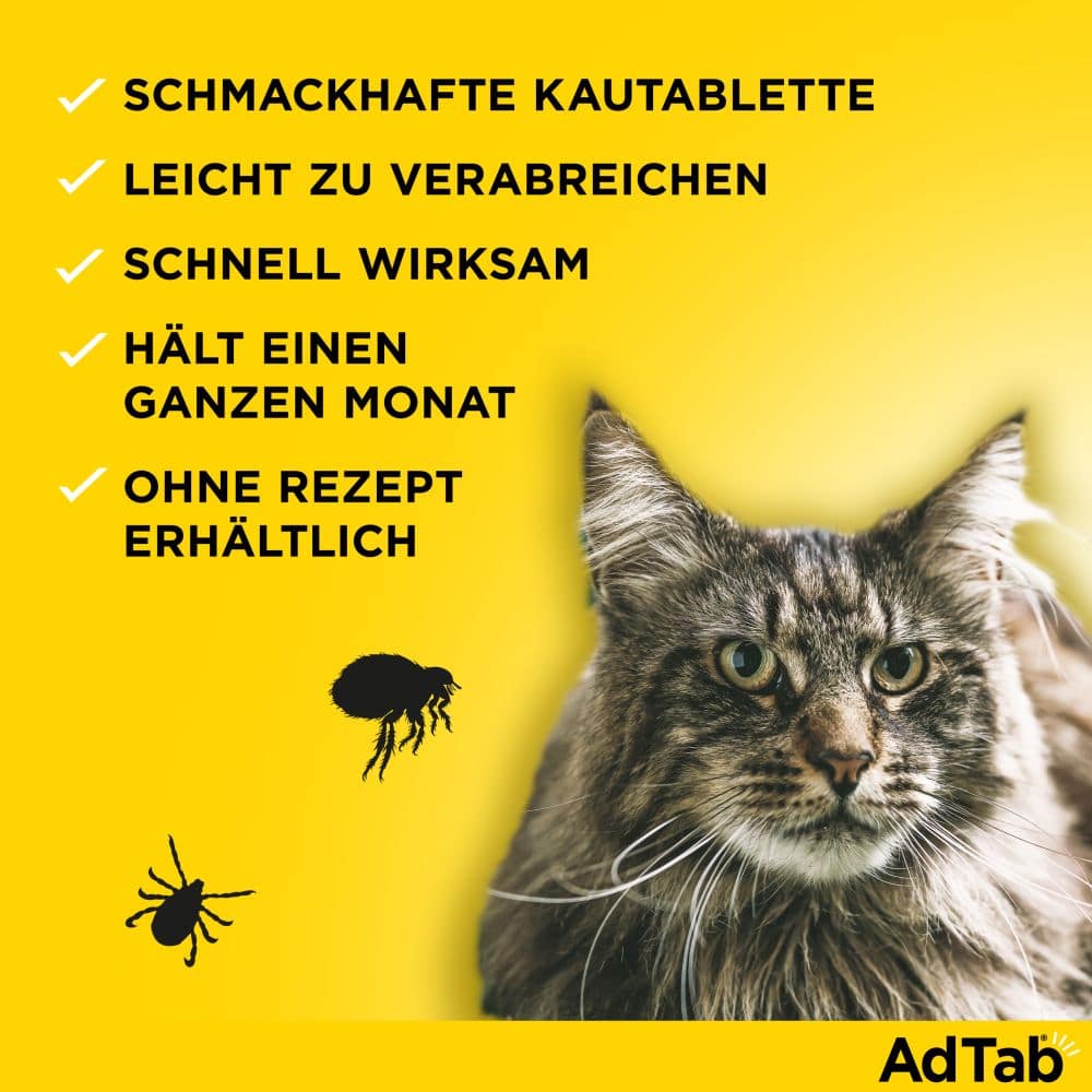 AdTab Kautabletten 48mg für Katzen 2-8 kg Elanco 3 St Kautabletten