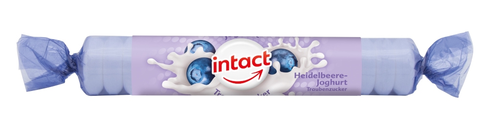 INTACT Traubenzucker Heidelbeere Joghurt Rolle 40 g Tabletten