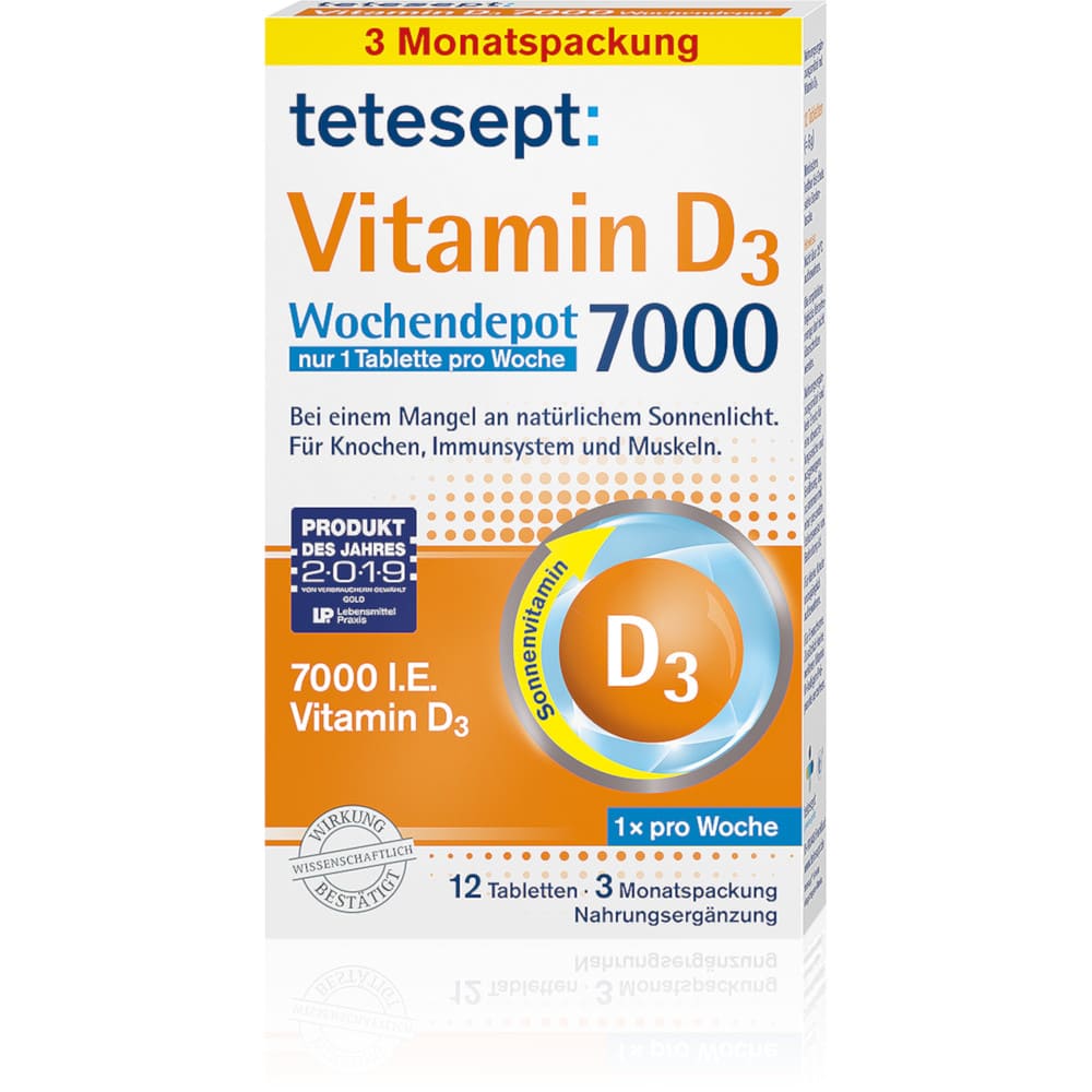 tetesept Vitamin D3 7.000 Wochendepot 12 St Filmtabletten
