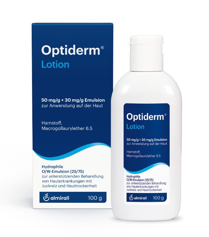 Optiderm Lotion bei Juckreiz und trockener Haut 100 g Emulsion