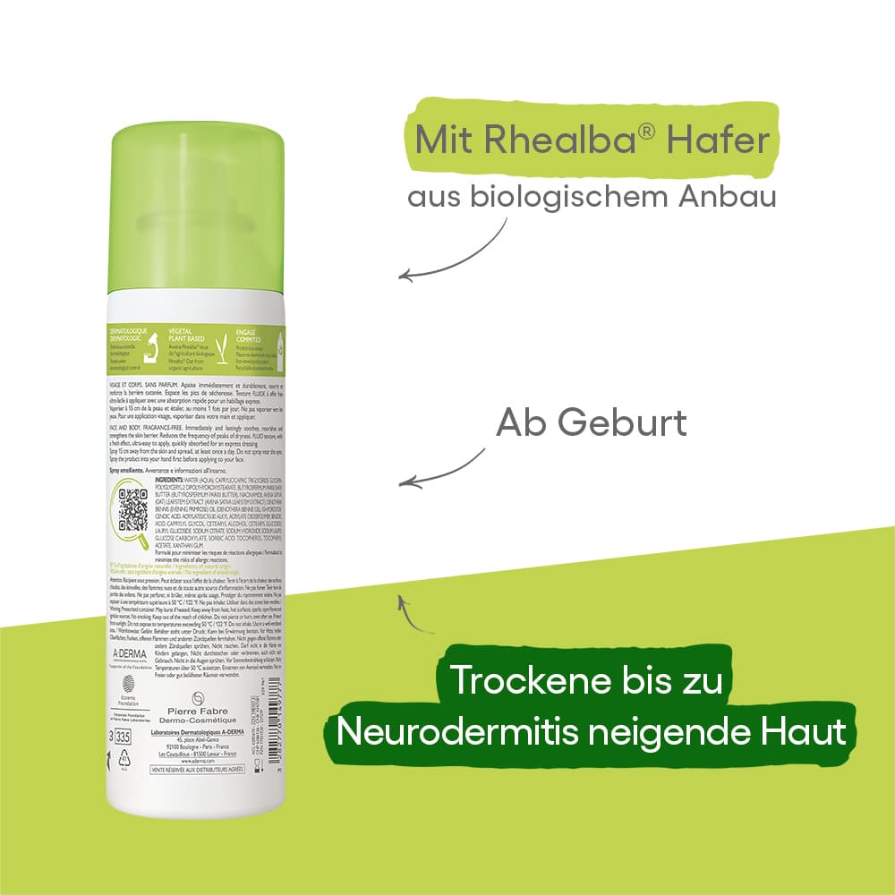 A-DERMA EXOMEGA CONTROL SPRAY RÜCKFETTEND 200 ml Spray